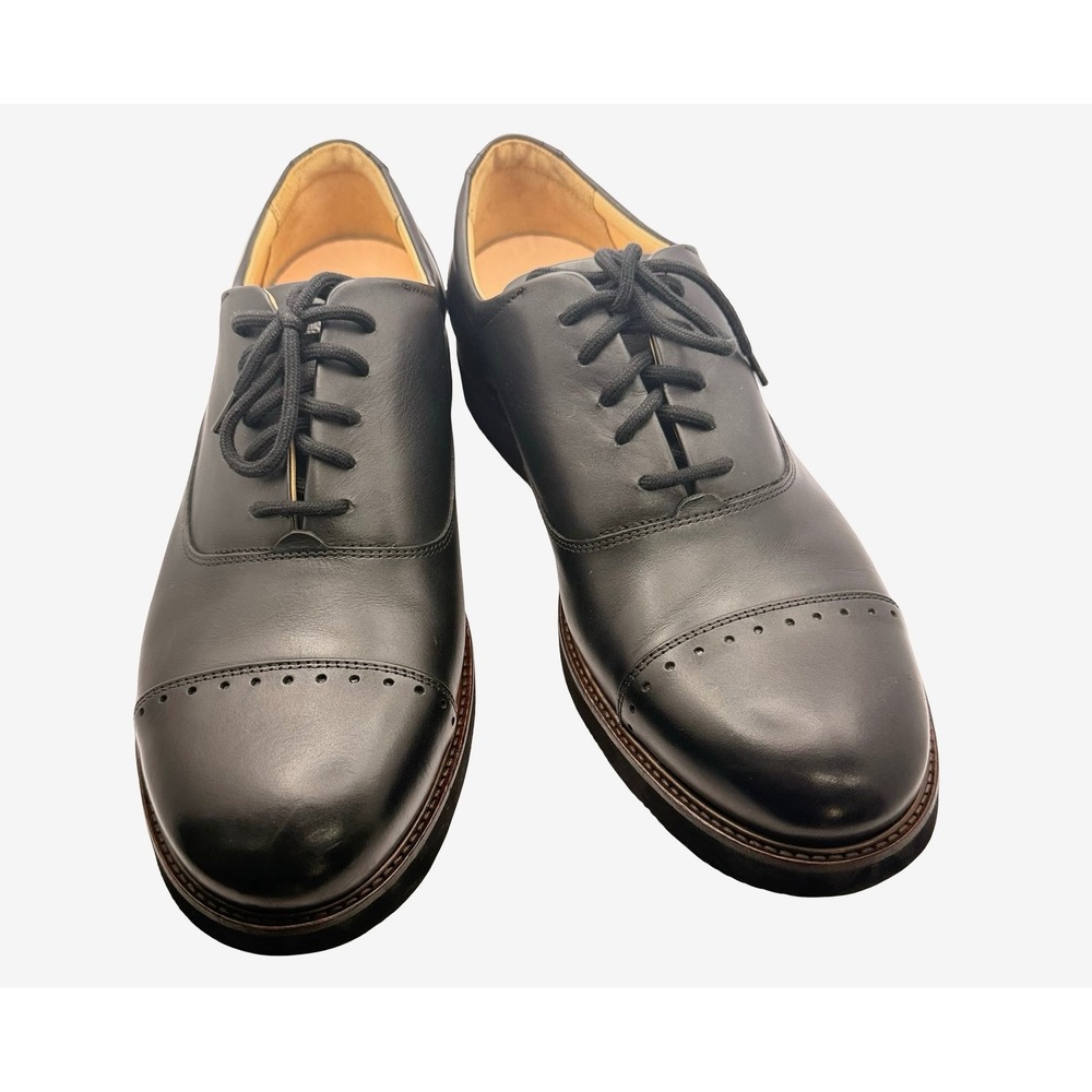 Samuel Hubbard Black Leather Cap Toe Oxford Vibram Sole Mens 12 W Portugal